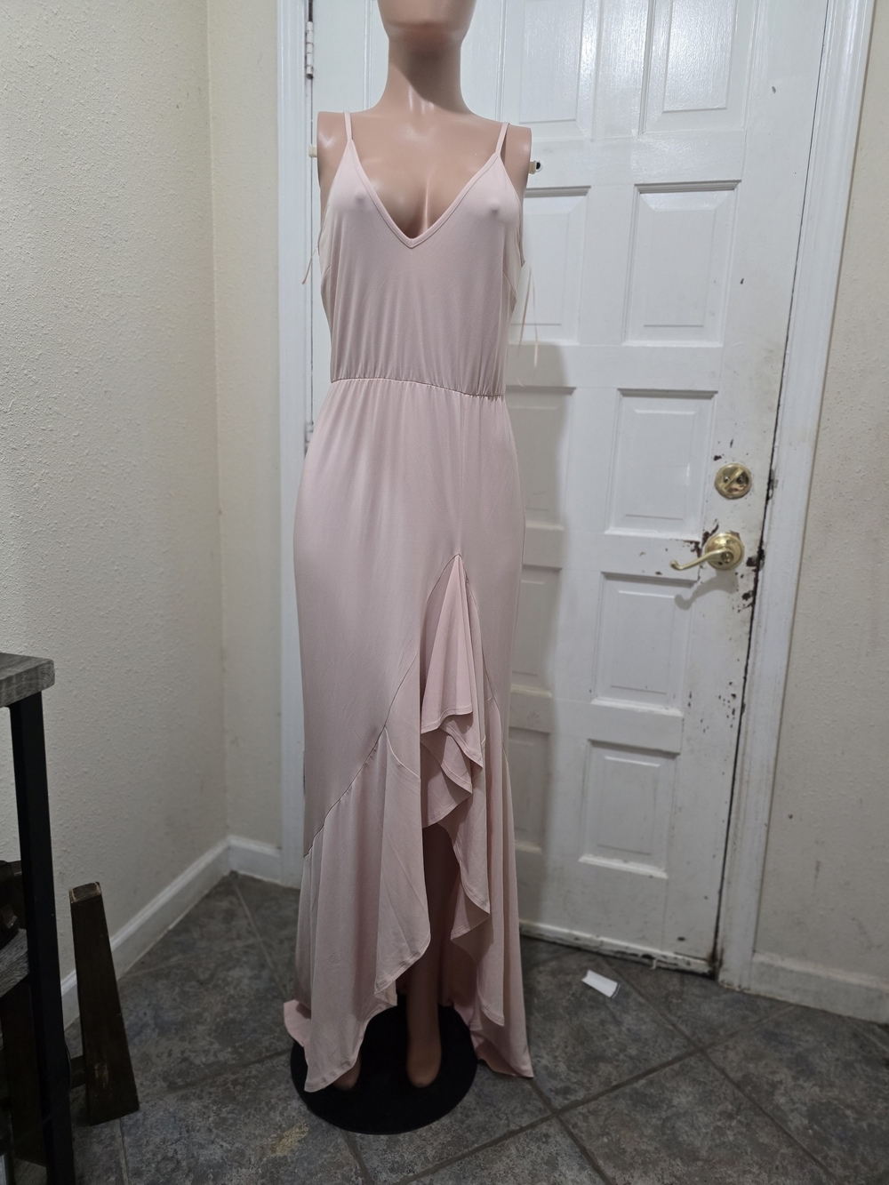 ASOS Light Blush Pink High-Low Ruffle Maxi Dress - Picture 7 of 10